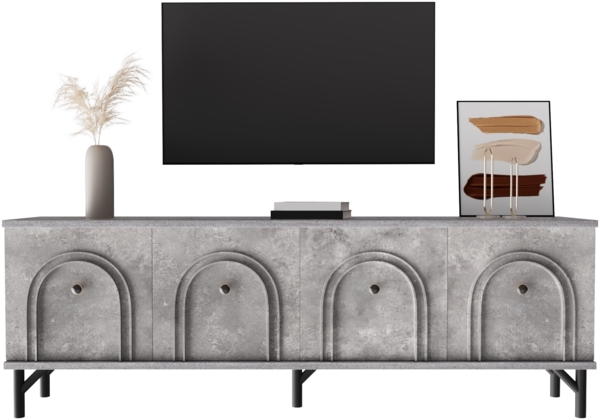 Modernes 4-türiges TV-Board – Grau,160×38×55.55 cm,modernes Design, viel Stauraum Bild 2