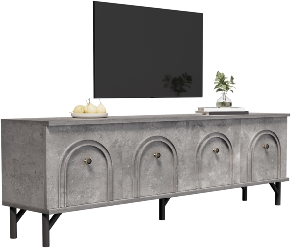 Modernes 4-türiges TV-Board – Grau,160×38×55.55 cm,modernes Design, viel Stauraum Bild 1