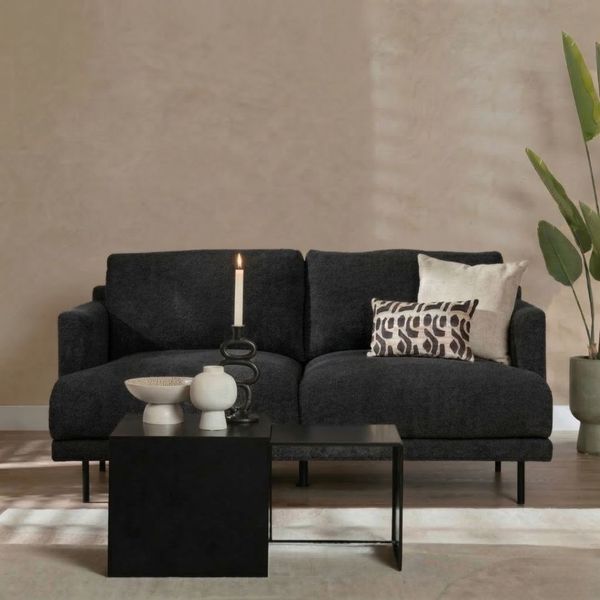 Bronx71 Bouclé Sofa Denver 2,5-Sitzer schwarz