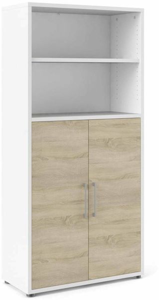 Dmora Kommode Saotome, Wohnzimmerbuffet, Wohnzimmer-Sideboard, Moderne Küchen-Speisekammer, 89x40 h186 cm, Weiß und Eiche