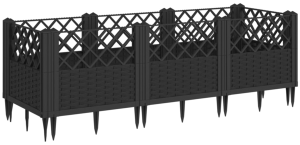 vidaXL Pflanzkasten mit Erdspießen Schwarz 123,5x43,5x43,5 cm PP 368017