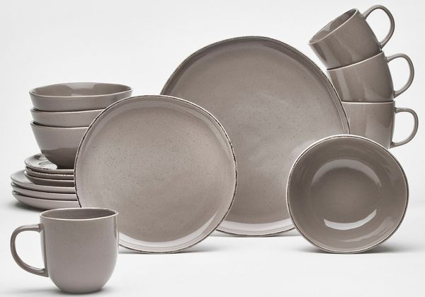 van Well Kombiservice Geschirr-Set Urban, 16-teilig (16-tlg), 4 Personen, Steinzeug, 4 Personen, Steinzeug, rund