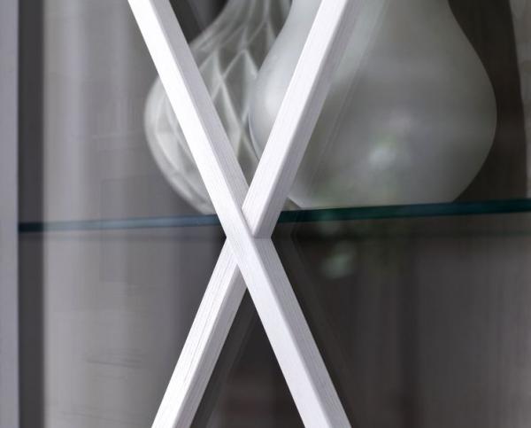 Vitrinenschrank Vitrine Georgia Pinie Struktur weiß im Landhausstil 139x205 cm Bild 5