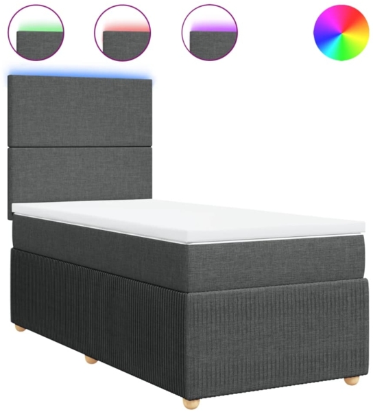 vidaXL Boxspringbett mit Matratze Dunkelgrau 100x200 cm Stoff 3294261