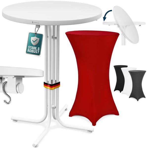CASARIA® Stehtisch mit Husse 70 cm Bordeaux-Rot