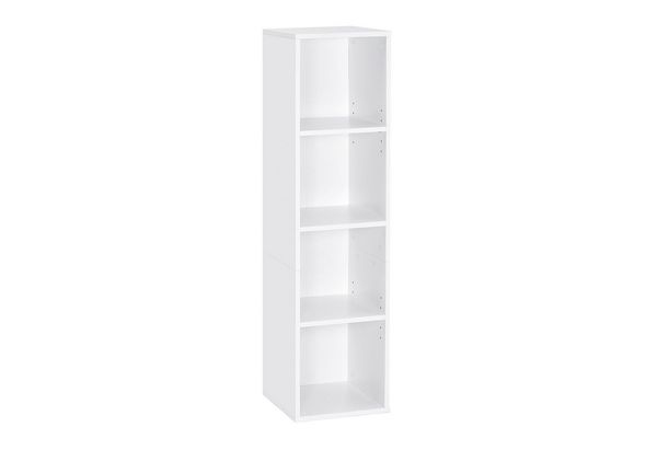 Mondeer Bücherregal Würfelregal, Standregal, Wandregal, Bücherschrank aus Holz mit 4 Fächer, Weiß