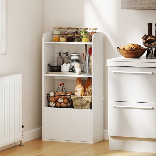 COSTWAY Bücherregal, mit Schublade, 2 Fächern, Standregal Holz 55x29x105cm