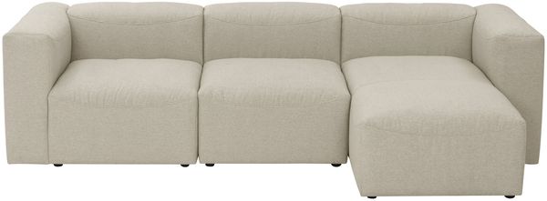 Sofa mit Longchair links Kattrina Flachgewebe creme