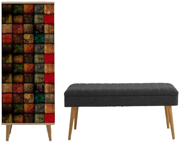 Dmora Eingangsmöbel Podgorica, Moderner Eingang, Wandgarderobe, Multifunktions-Aufbewahrungskonsole, 50x38h135 cm, Eiche und Anthrazit
