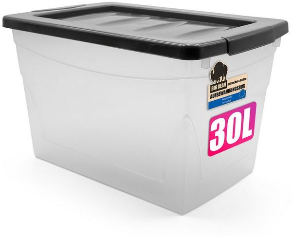 BigDean Aufbewahrungsbox 30 L Aufbewahrungsbox mit Deckel Budget Line Plastikbox mit Deckel (Set, 1 St, Aufbewahrungsbox mit Deckel), BPA-Frei, Praxisnahes Durchdachtes Design, Langlebig
