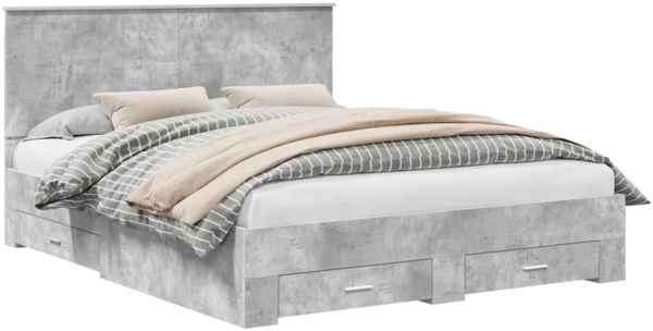 vidaXL Bettrahmen mit Kopfteil Beton Grau 160x200 cm Holzwerkstoff 3411283