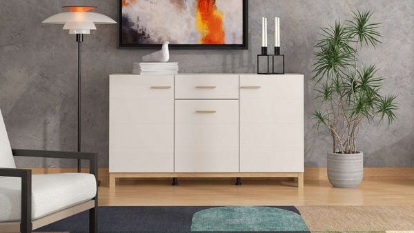 Home affaire Sideboard Essex, Kommode, Kombikommode, Anrichte, Schrank, Modernes Sideboard: Kaschmir-Dekor, 3 Türen & 1 Schublade