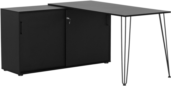 Schildmeyer Ekko Eckschreibtisch, Holzwerkstoff, schwarzmatt, 130 x 145 x 73,8 cm