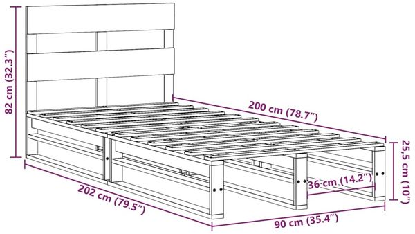 vidaXL Massivholzbett ohne Matratze 90x200 Kiefernholz 850794 Bild 12