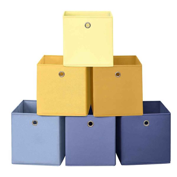 Aufbewahrungsbox, 6er Set, Ordnungsboxen, geruchsneutral, Faltbox, 30 x 30 x 30 cm, Stoffbox, für Würfelregal, Organizer bunt