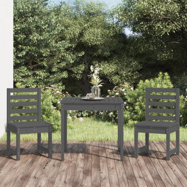 vidaXL 3-tlg. Garten-Bistro-Set Grau Massivholz Kiefer 3154673