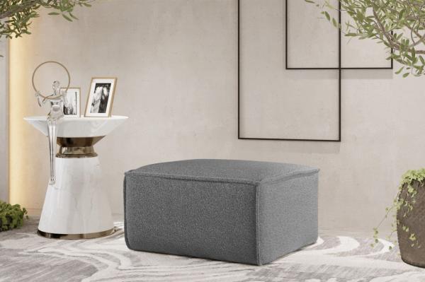 Polsterhocker Designerhocker CELES PREMIUM 65x65 cm Stoff Ascot Bukla Grau