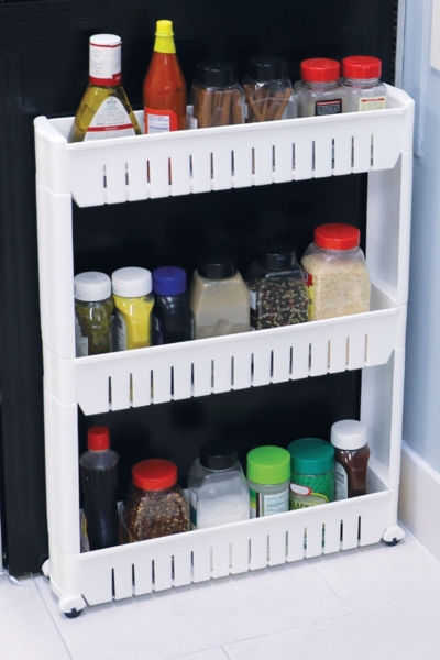 Nischenwagen mit 3 Ablagen Küchenwagen Badezimmerregal Rollwagen Allzweckwagen