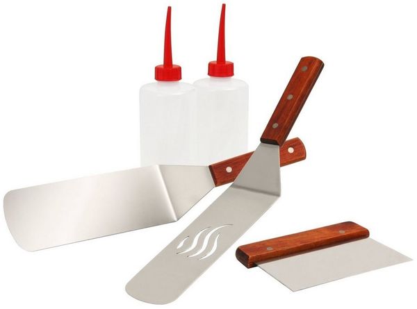 BBQ-Toro Grillbesteck-Set BBQ-Toro 5-teiliges Edelstahl Grill Plancha Zubehör Set, Grillzubehör, (5-teiliges Edelstahl Grill Plancha Zubehör Set, Teppanyaki Werkzeug, 5 tlg)