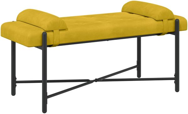 vidaXL Knopfgepolsterte Bank mit Kissen Gelb 110 x 40 x 46 cm Samt 42038392