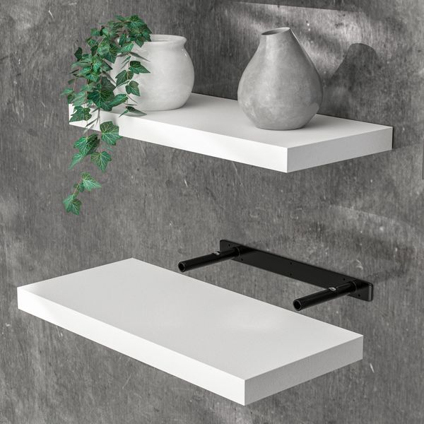 Casaria Wandregal mit Halterung, MDF, Weiß / Matt, 50x23x3,8cm