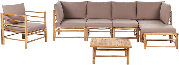 Ecksofa CERRETO Bambusholz Taupe
