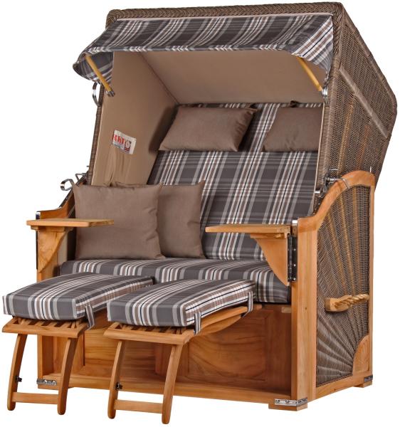 Strandkorb Komplettset - bene living - Schaalsee Teak - PE grau - Modell 522 - inkl. Liftersystem