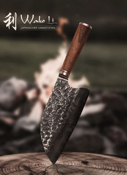 Wakoli Asiamesser Nussbaum Damast Premium Kochmesser Küchenmesser I 20,5 cm Klinge, aus 67 Lagen Damaststahl VG-10 Stahlkern