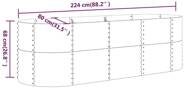 vidaXL Hochbeet Verzinkter Stahl 224x80x68 cm Grün 318953 Bild 6