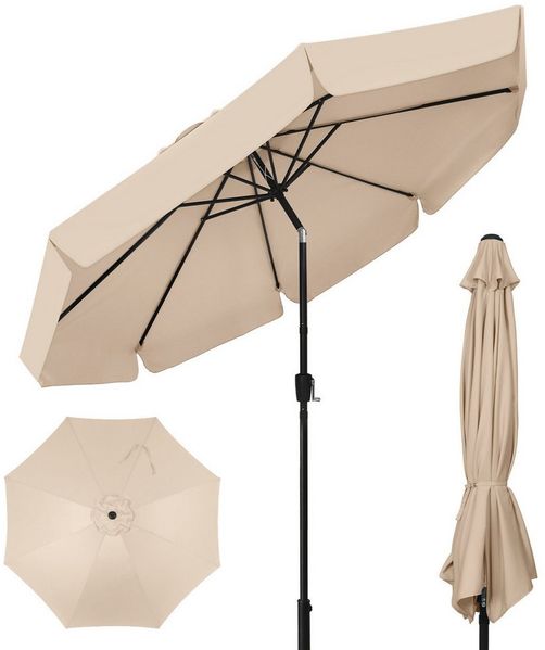Puluomis Sonnenschirm Balkonschirm Strandschirm Gartenschirm Neigbar UPF 30+ mit Kurbel, 8 Rippen Windbeständig bis 15km/h Ohne Schirmtänder