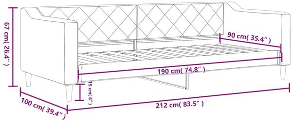 vidaXL Tagesbett Hellgrau 90x190 cm Stoff 354171 Bild 7