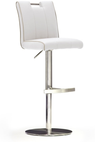 Barstuhl 'Casta III' - Kunstleder Weiß - Edelstahl Bild 2