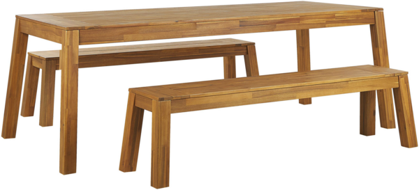 Tisch mit Bank LIVORNO Akazienholz 225x105x77 cm Heller Holzfarbton