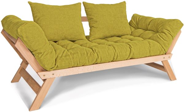 Marior HOME 'ALLEGRO' Klappsofa, Buchenholz, Unbehandelt, Grün