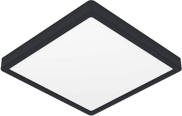 EGLO LED Deckenleuchte Fueva 6, eckige Badezimmer Deckenlampe, Badlampe Decke aus Kunststoff in Schwarz und Weiß, Deckenbeleuchtung warmweiß-kaltweiß, IP44, 29x29 cm