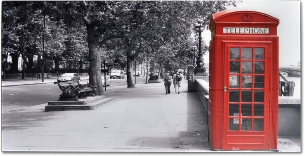 vidaXL Couchtisch mit Glasplatte Telefonzelle-Aufdruck 241176