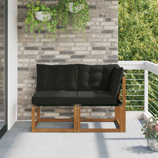 vidaXL Outdoor Mittel- und Ecksofa mit Kissen 2 Stück Natur 900615