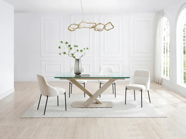 Vente-unique - MALATA Esstisch Glas TransparentBeige - B 90 cm x H 76 cm x L 220 cm260 cm180 cm