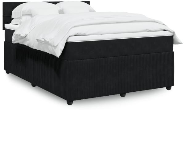 vidaXL Boxspringbett mit Matratze Schwarz 140x200 cm Samt 3290060