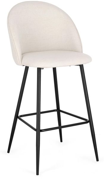 Barhocker Antayne 2er-Set aus Stoff, modern gepolstert, Beige Eis, mit Fußstütze und Metallgestell