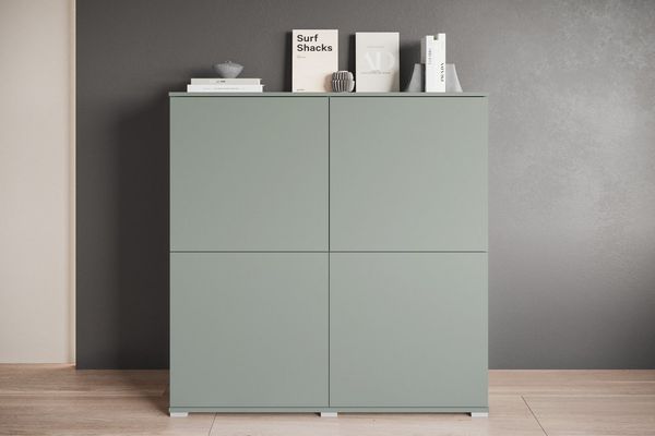OTTO home Highboard Kenia, moderne grifflose Hochkommode mit 4 Türen, Breite 120 cm (1 St), Push-to-Open-Fronten, höhenverstellbaren Einlegeböden