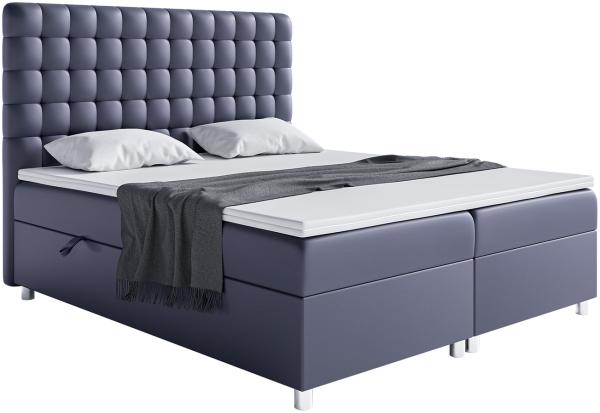 MEBLINI Boxspringbett ASTON 120x200 cm mit Bettkasten - H4/Dunkelgrau Kunstleder Polsterbett - Doppelbett mit Topper & Taschenfederkern-Matratze