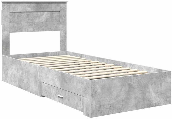 vidaXL Bettrahmen mit Kopfteil Beton Grau 90 x 190 cm Holzwerkstoff 3410030 Bild 4