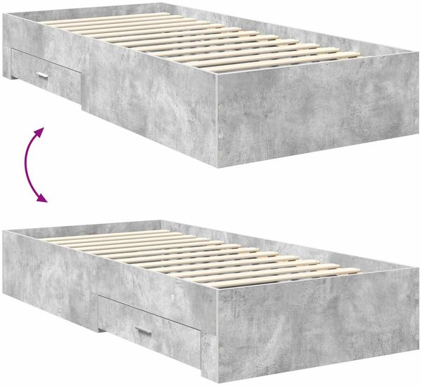 vidaXL Bettrahmen mit Kopfteil Beton Grau 90 x 190 cm Holzwerkstoff 3410030 Bild 12