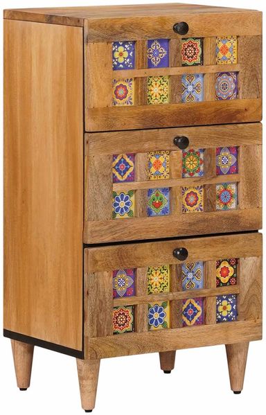 vidaXL Sideboard mit Schubladen Natur 40 x 33 x 75 cm Massivholz Mango 4018283