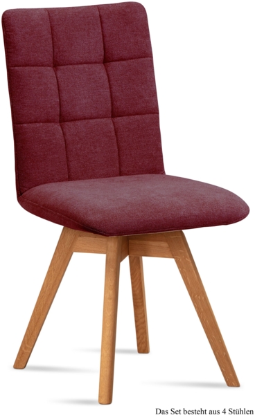 Esszimmerstuhl drehbar (4er-Set) Doria 47x91x60 Eiche geölt/Marsala