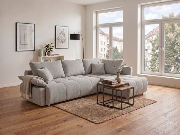 COLLECTION AB Ecksofa Funtastic, Breite 213 cm, mit Schlaffunktion, Bettkasten, Armverstellung und Bonnelfederkern