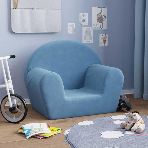 vidaXL Kindersofa Blau Weich Plüsch 356984