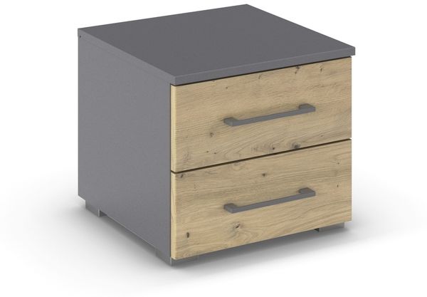 Nachttisch >Butte< in Eiche Artisan Dekor / grau metallic - 40x36x40 (BxHxT)