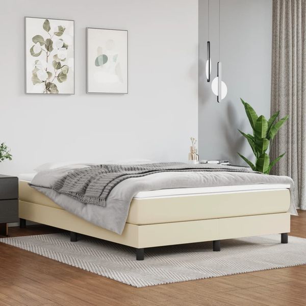 vidaXL Taschenfederkernmatratze Mittel Creme 140x190x20 cm Kunstleder 347784